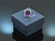 Um 1970! Schicker Vintage Amethyst Ring mit Diamanten Wei&szlig;gold 750