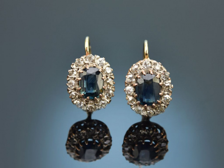 &Ouml;sterreich um 1900! Historische Saphir Diamant Ohrringe Gold 585