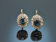 Österreich um 1900! Historische Saphir Diamant Ohrringe Gold 585