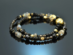 Black Velvet! Fancy Armband mit Onyx Rauchquarz und...