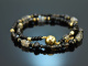 Black Velvet! Fancy Armband mit Onyx Rauchquarz und Labradorit Silber 925 vergoldet