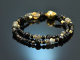 Black Velvet! Fancy Armband mit Onyx Rauchquarz und Labradorit Silber 925 vergoldet