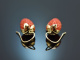 From our studio! Large coral strawberry earrings gold 585