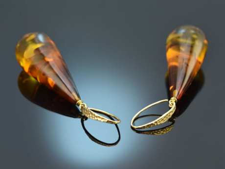 Bernstein-Ohrringe In Tropfenform – 925 Sterling Silber Vergoldet – Elegant & Natürlich