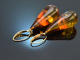 Big Amber! Large amber drop earrings gold-plated silver