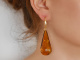 Big Amber! Large amber drop earrings gold-plated silver