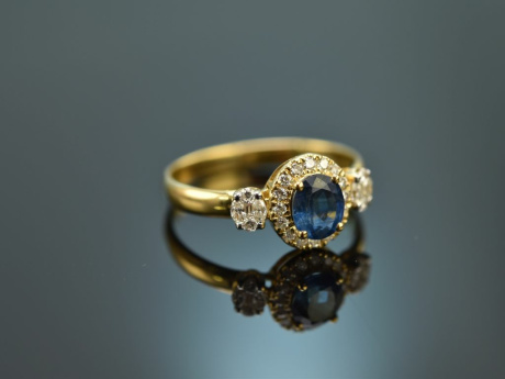 Feiner Saphir Ring mit Brillanten Gold 750