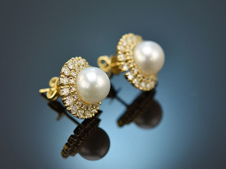Very classy! Ohrringe mit Perlen und Brillanten Gold 750