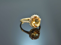 Sch&ouml;ner Citrin Ring mit Brillanten Gold 750