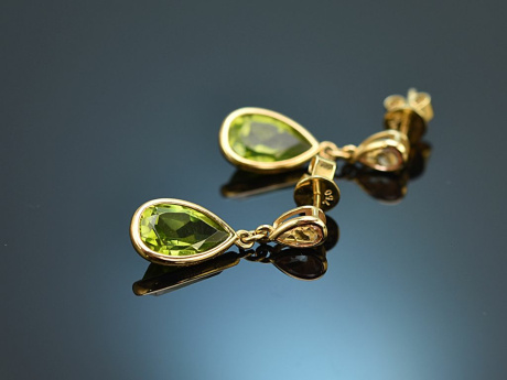 Feine Ohrringe mit Peridot und Imperial Topas Gold 750