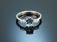 Feiner Aquamarin Ring mit Diamanten Wei&szlig;gold 750