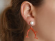 From Italy! Coral branch earrings with cultured pearls silver 925