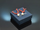From Italy! Coral branch earrings with cultured pearls silver 925