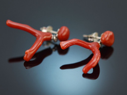 Beautiful red! Pretty coral branch earrings silver 925
