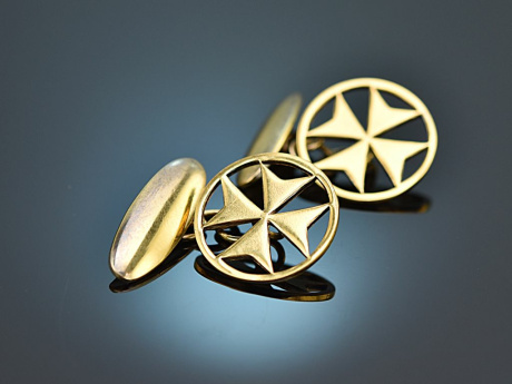 Around 1950! Maltese cross cufflinks silver 925 gold-plated