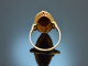 Um 1900! Schiffchen Ring mit Achatkamee und Saatperlen Gold 750