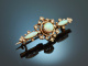 Around 1890! Historicism brooch with fine opals and seed pearls rose gold 333