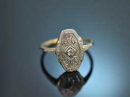 Um 1920! H&uuml;bscher Art Deco Ring mit Diamanten Gold 585