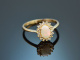 Um 1990! Klassischer Opal Ring mit Brillanten Gold 585