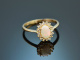 Um 1990! Klassischer Opal Ring mit Brillanten Gold 585