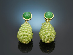 Happy Green! Tropfen Ohrringe mit Peridot und Achat Sterlingsilber 925 vergoldet