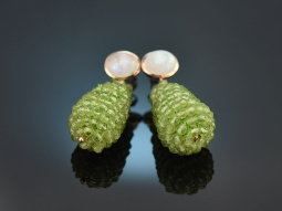 Soft Green! Tropfen Ohrringe Peridot Mondstein Silber 925...