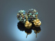 Shimmering Turquoise! Tropfen Ohrringe mit Chrysokoll und Labradorit Silber 925 vergoldet