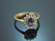 England um 1980! Feiner Saphir Brillant Ring Gold 375