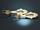 Around 1850! Beautiful Biedermeier earrings garnet and seed pearls gold 58