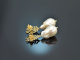 Coral reef! Chic earrings baroque cultured pearls black enamel silver 925