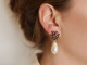 Coral reef! Chic earrings baroque cultured pearls black enamel silver 925
