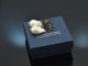 Coral reef! Chic earrings baroque cultured pearls black enamel silver 925