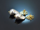 Coral reef! Chic earrings baroque cultured pearls black enamel silver 925