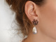 Coral reef! Chic earrings baroque cultured pearls black enamel silver 925