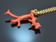 Boho style! Large coral branch pendant with long silver 925 gold-plated chain