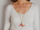 Boho style! Large coral branch pendant with long silver 925 gold-plated chain