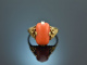 Um 1925! Art Deco Ring mit Sardegna Koralle Gold 585