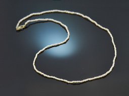 Um 1900! Zarte Orient Natur Perlen Kette mit Gold Schlie&szlig;e 585