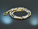 Delicate necklace made of sapphires aquamarines and cultured pearls silver 925 gold-plated