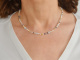 Delicate necklace made of sapphires aquamarines and cultured pearls silver 925 gold-plated