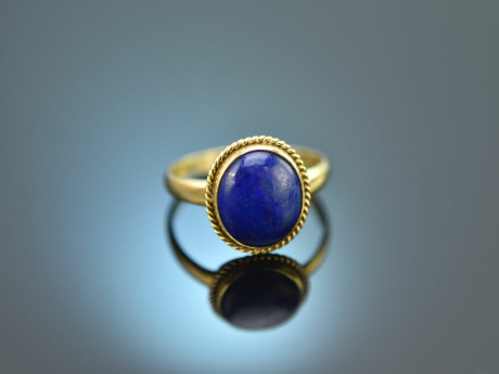 England um 1985! Klassischer Lapislazuli Ring Gold 750