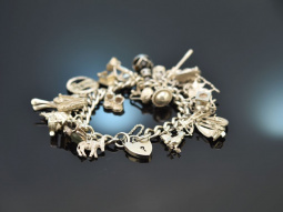 London 1975! Chic charm bracelet with 23 silver 925 charms