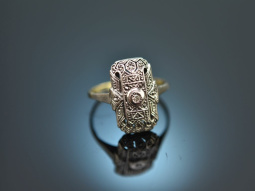 Um 1920! Art Deco Ring mit Diamant Gold 585 und Silber