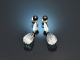 Wien um 1950! Art Deco Ohrringe aus Platin Diamanten Onyx und Bergkristalltropfen