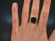 Around 1960! Mens coat of arms signet ring with blood jasper gold 333