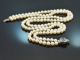 Around 1975! Fine 2-row Akoya cultured pearl necklace with tanzanite and diamonds white gold 585