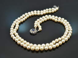 Circa 1990! 2-row Akoya cultured pearl necklace with fine...