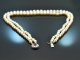 Circa 1990! 2-row Akoya cultured pearl necklace with fine sapphire diamond clasp 750 white gold