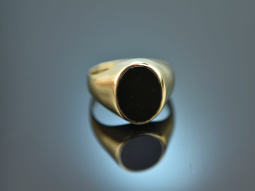 Um 1980! Schlichter Herren Wappen Siegel Ring mit Onyx...