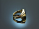 Around 1980! Simple mens coat of arms signet ring with onyx 333 gold